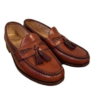 Allen Edmonds Maxfield Braided Tassel Loafers in Two-Tone Brown Leather sz 8